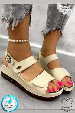 Arini Günlük Çift Cırt Cırtlı Anatomik Ortopedik Taban Kadın Outdoor Yürüyüş Sandalet