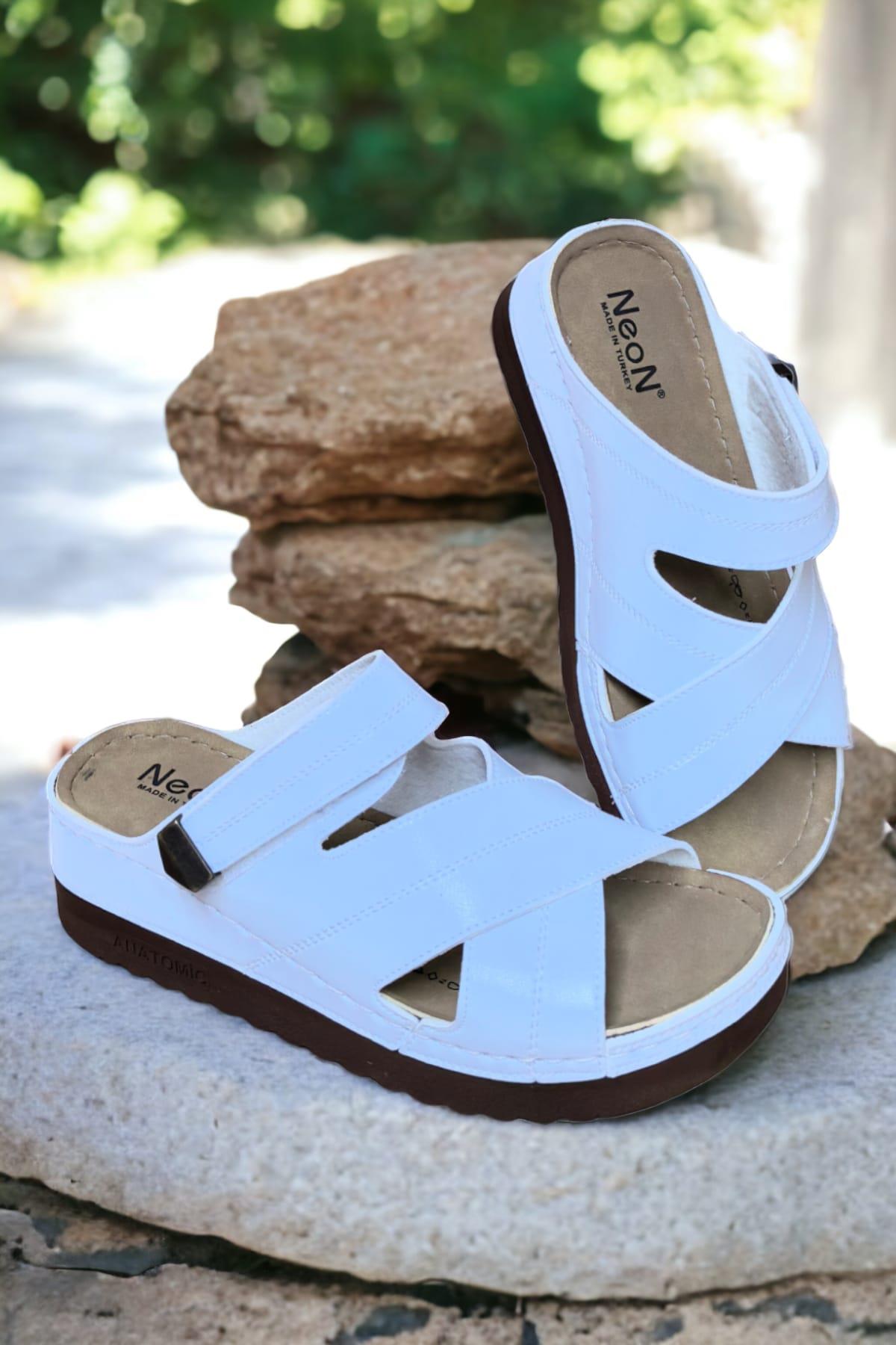 Budi Kadın Şık Konforlu Günlük Terlik Anatomik Ortopedik Taban Suni Deri Anne Dışarı Ev Terliği