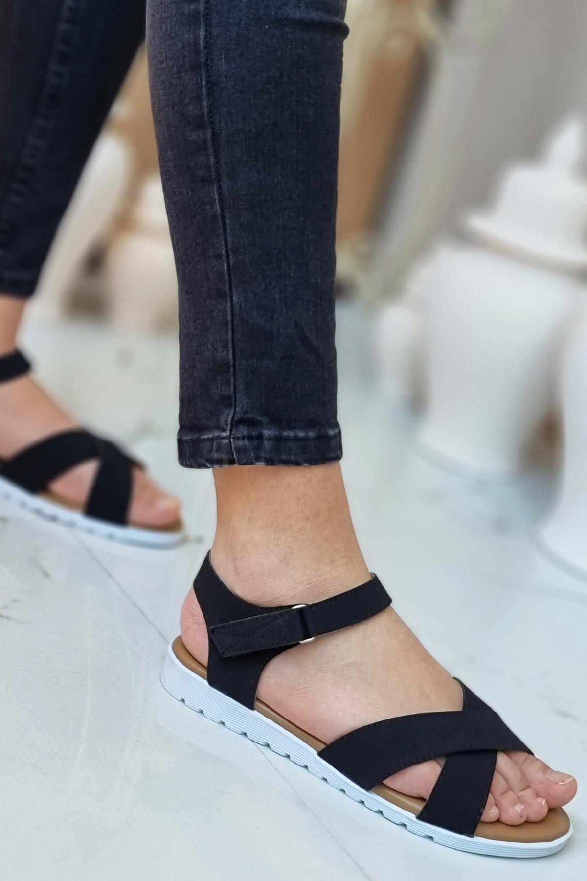 Neon Ayakkabı Çift Bantlı Bilekten Cırtlı Ortopedik Yürüyüş Sandalet