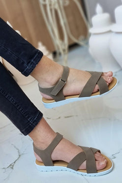 Neon Ayakkabı Çift Bantlı Bilekten Cırtlı Ortopedik Yürüyüş Sandalet