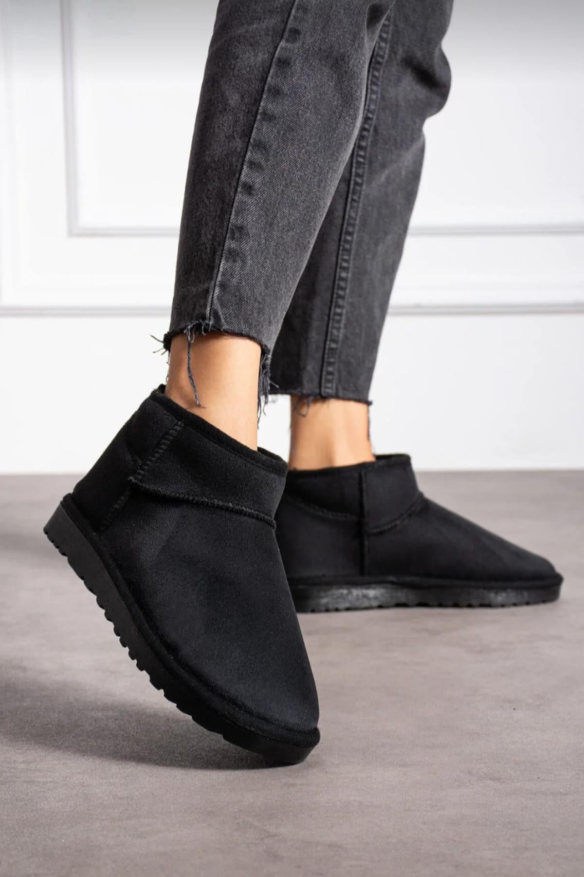 Kadın Mini Süet Içi Tüylü Yüksek İnce Taban Kışlık Bot & Bootie