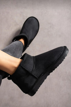 Kadın Süet Içi Kürklü Yünlü Kalın Tabanlı Kışlık Bilekte Kısa Ug Bot & Bootie