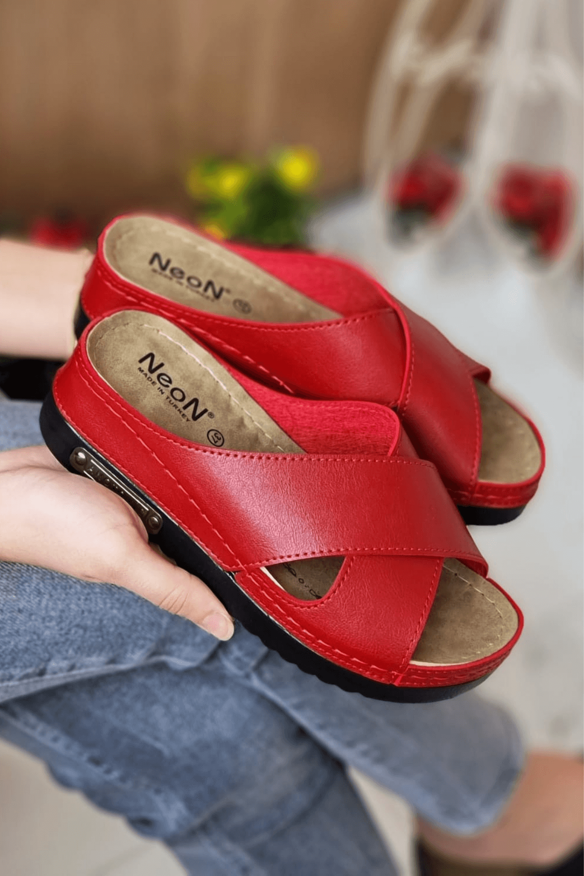 Lina Kadın Anatomik Ortopedik Konfor Modeli Terlik Hafif Şık Topuklu Günlük Dışarı Ev İçi Terliği