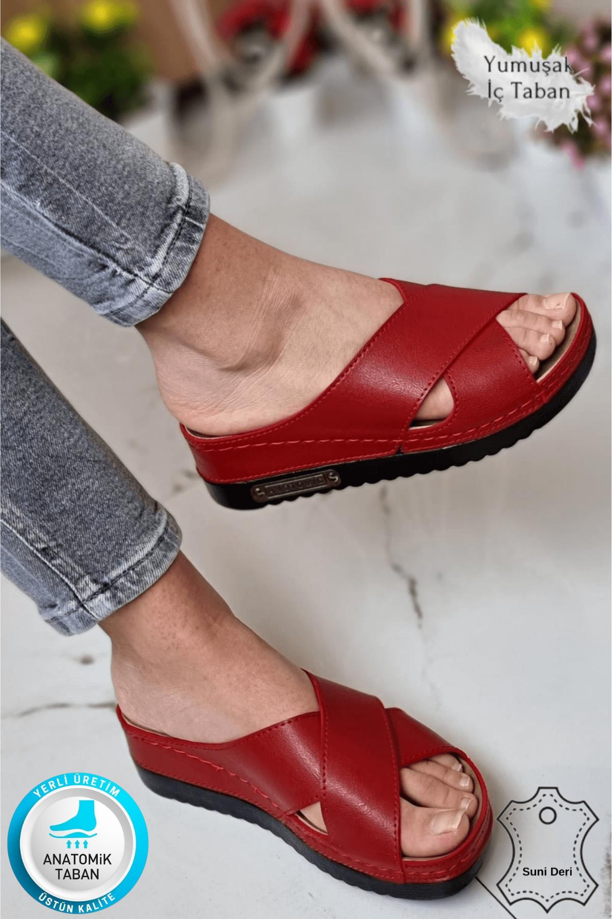 Lina Kadın Anatomik Ortopedik Konfor Modeli Terlik Hafif Şık Topuklu Günlük Dışarı Ev İçi Terliği