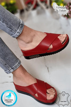 Lina Kadın Anatomik Ortopedik Konfor Modeli Terlik Hafif Şık Topuklu Günlük Dışarı Ev İçi Terliği