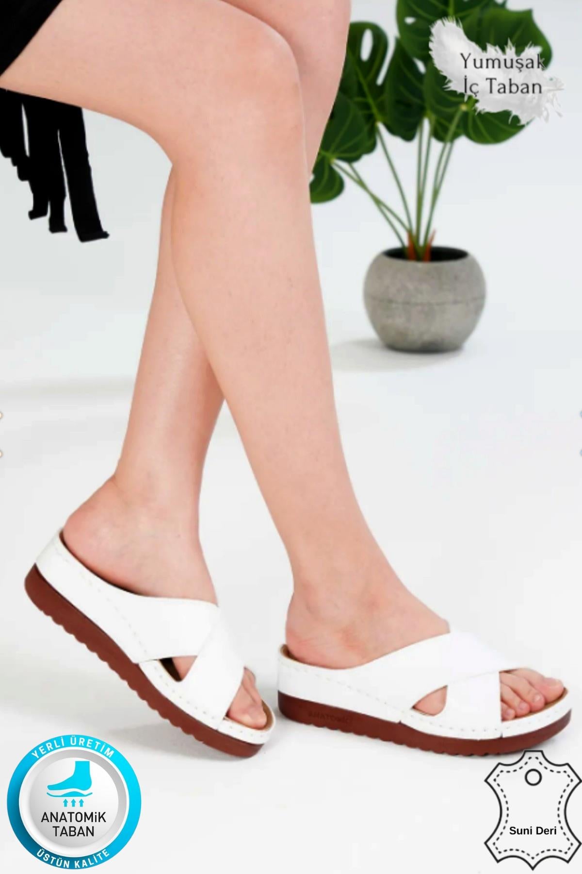 Lina Kadın Anatomik Ortopedik Konfor Modeli Terlik Hafif Şık Topuklu Günlük Dışarı Ev İçi Terliği