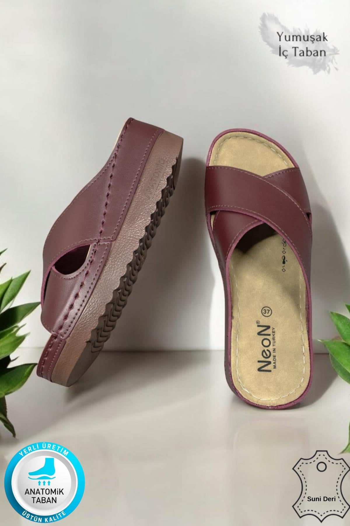 Lina Kadın Anatomik Ortopedik Konfor Modeli Terlik Hafif Şık Topuklu Günlük Dışarı Ev İçi Terliği