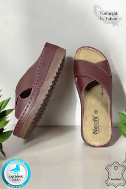 Lina Kadın Anatomik Ortopedik Konfor Modeli Terlik Hafif Şık Topuklu Günlük Dışarı Ev İçi Terliği