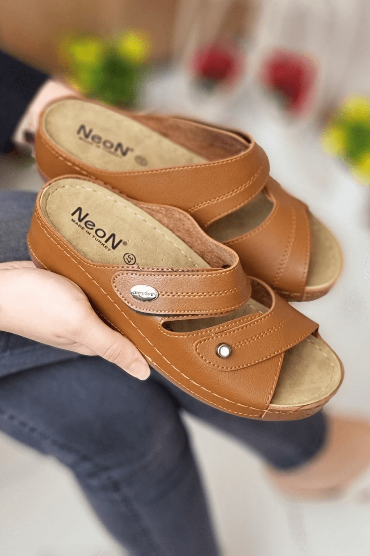 Depi Kadın Ortopedik Yumuşak Taban Günlük Terlik Şık Taşlı Misafir Genç Anne Dışarı &amp; Ev Terliği