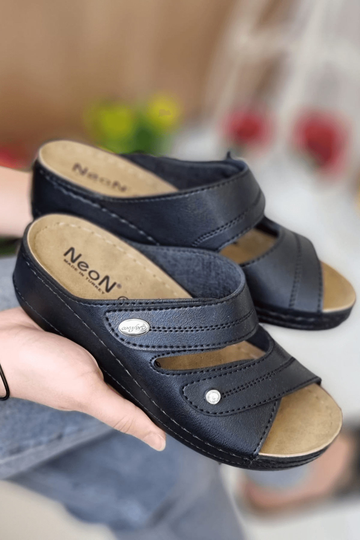 Depi Kadın Ortopedik Yumuşak Taban Günlük Terlik Şık Taşlı Misafir Genç Anne Dışarı &amp; Ev Terliği