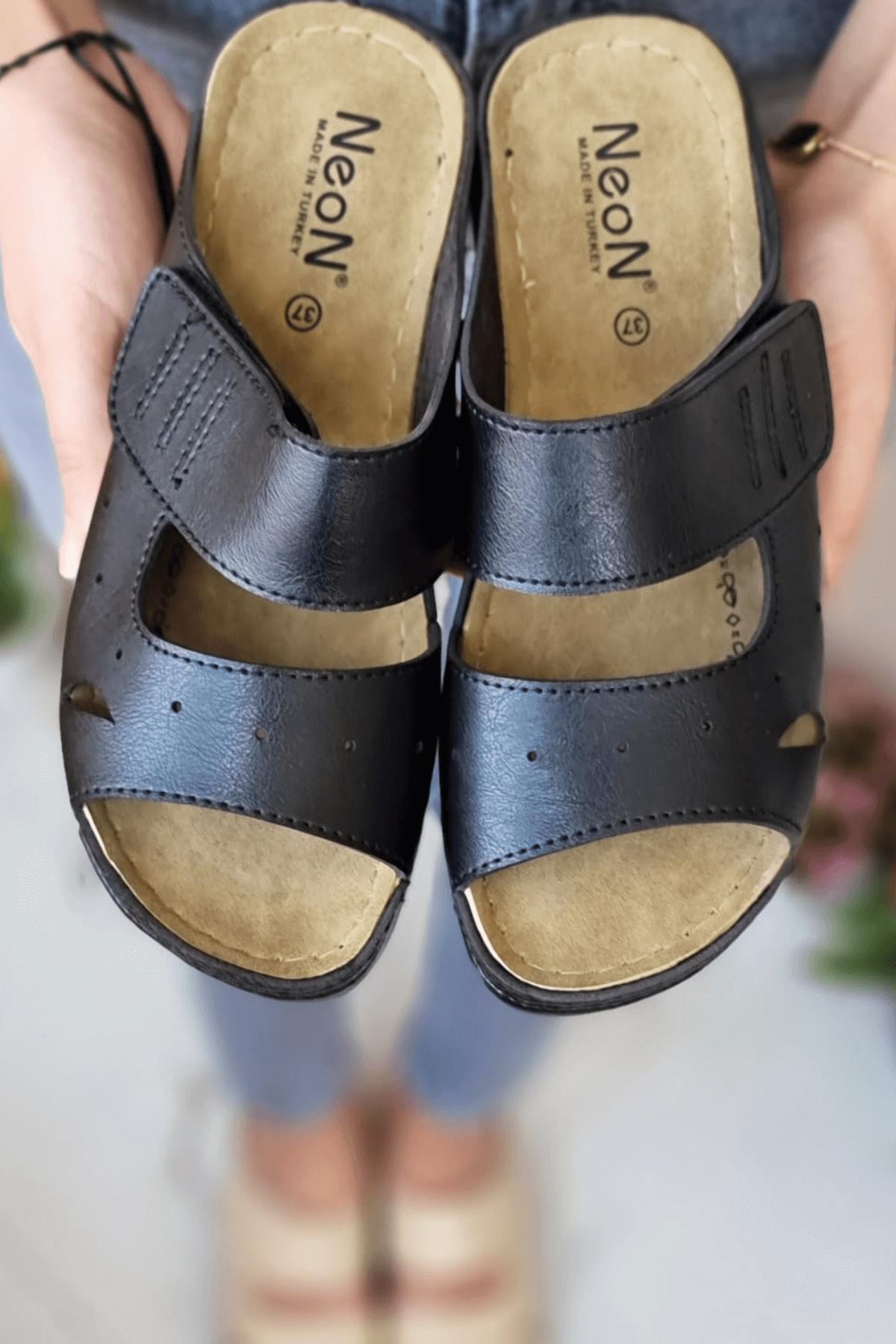 Hana Kadın Günlük Şık Konforlu Terlik Anatomik Ortopedik Taban Anne Dışarı Ev Terliği