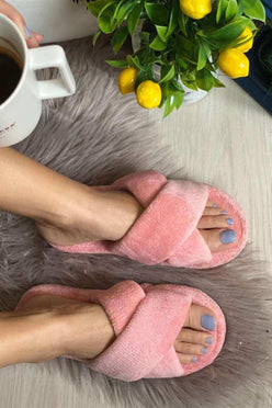 Neon Ayakkabı Unisex Çapraz Peluş Terlik İthal Velsoft Kumaş Sessiz Eva Taban Misafir Ev Terliği