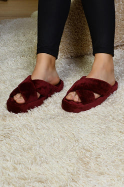 Neon Ayakkabı Unisex Çapraz Peluş Terlik İthal Velsoft Kumaş Sessiz Eva Taban Misafir Ev Terliği