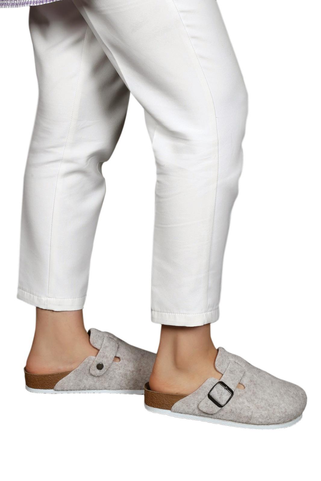 Neon Ayakkabı Unisex Kışlık Önü Kapalı Keçeli Günlük Sabo Ev Terliği