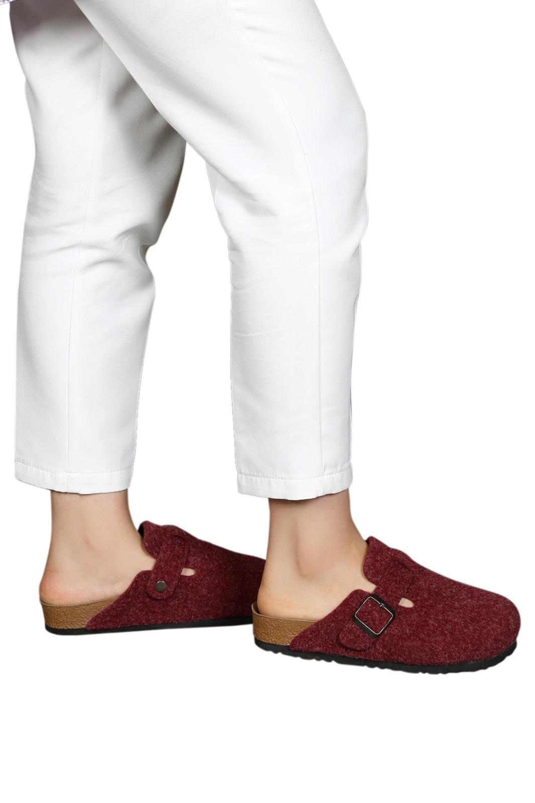 Neon Ayakkabı Unisex Kışlık Önü Kapalı Keçeli Günlük Sabo Ev Terliği