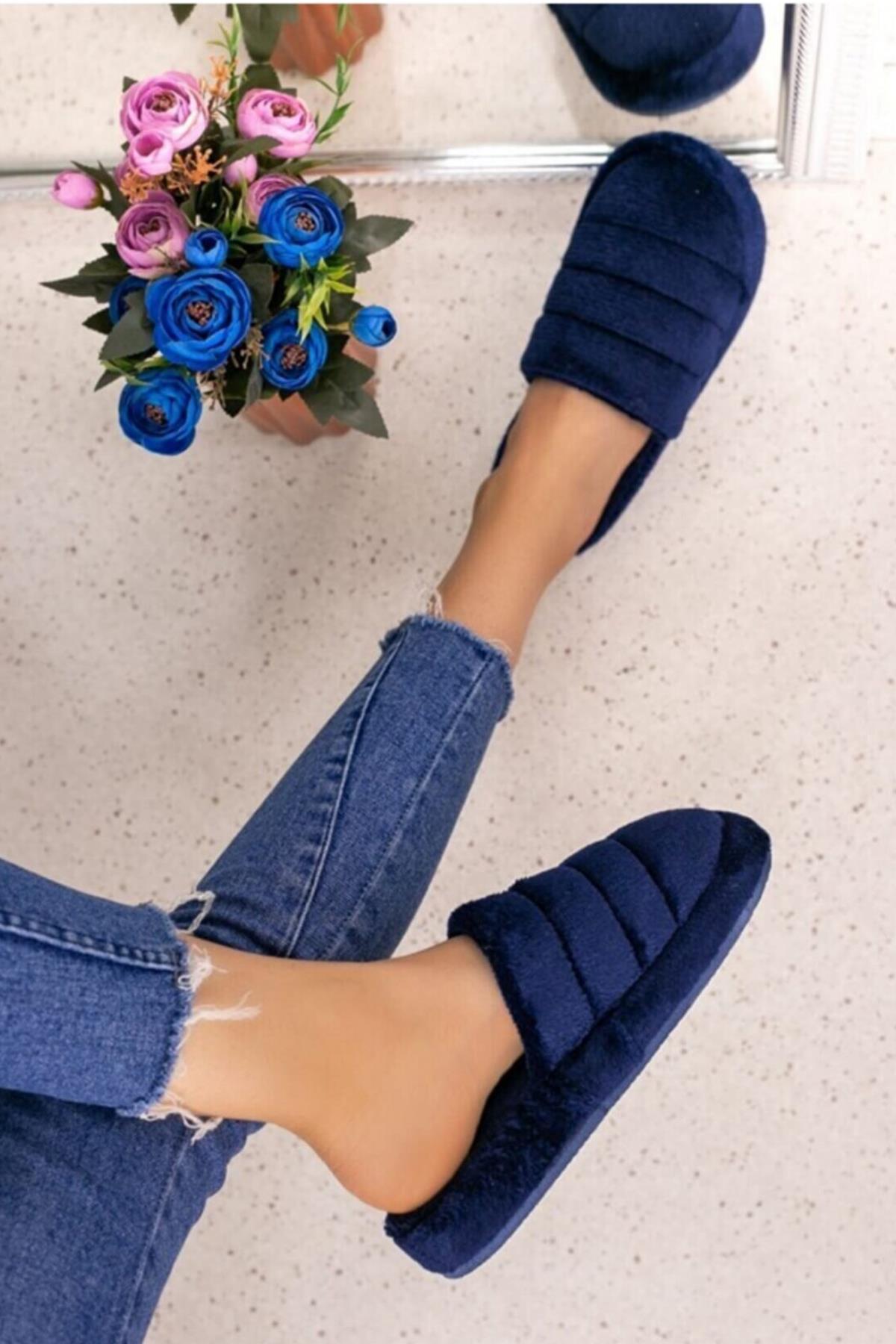 Unisex Önü Kapalı Peluş Bohça Damat Gelin Çeyiz Terlik Sessiz Eva Taban Misafir Ev Terliği