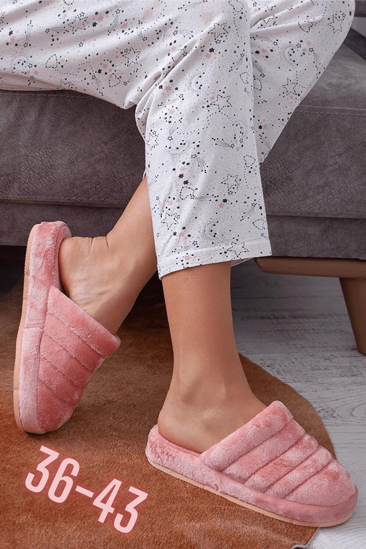 Unisex Önü Kapalı Peluş Bohça Damat Gelin Çeyiz Terlik Sessiz Eva Taban Misafir Ev Terliği