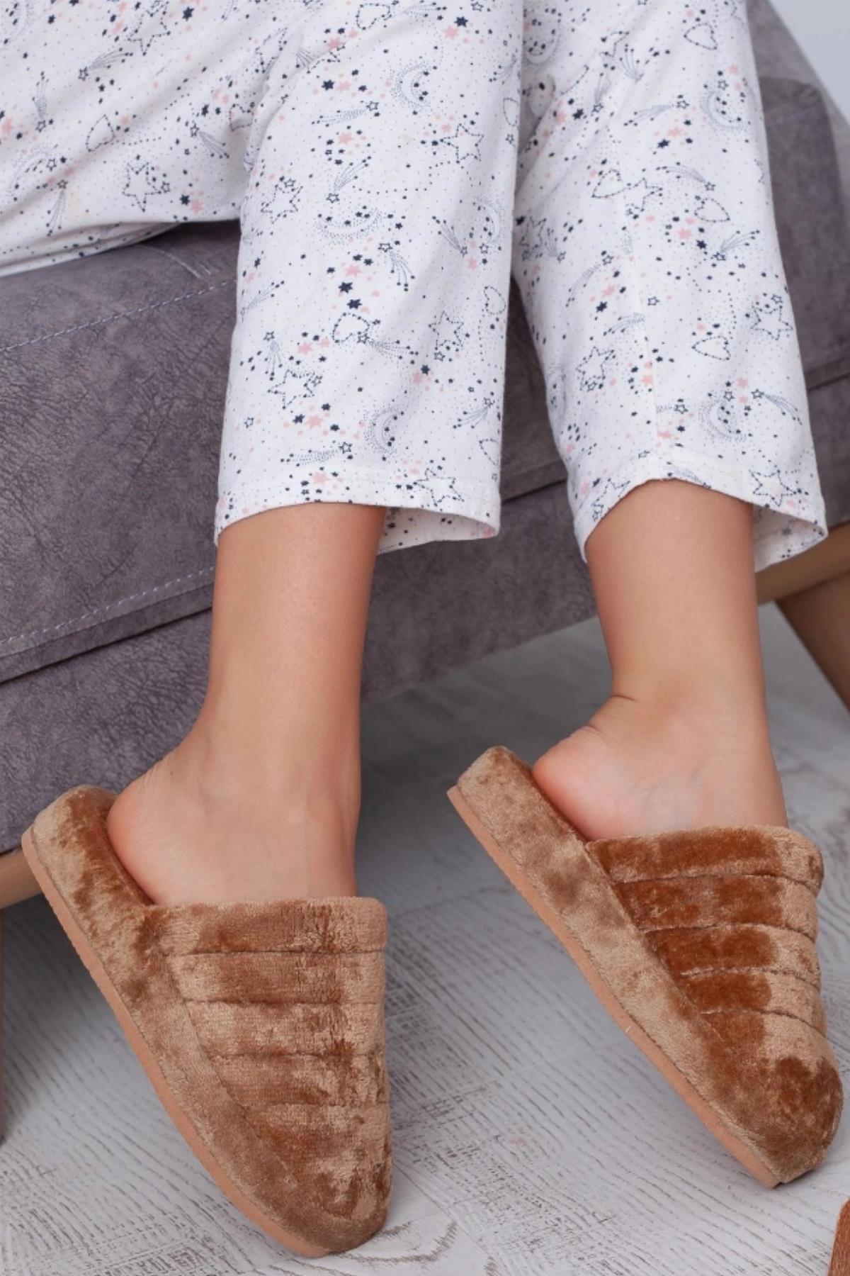 Unisex Önü Kapalı Peluş Bohça Damat Gelin Çeyiz Terlik Sessiz Eva Taban Misafir Ev Terliği