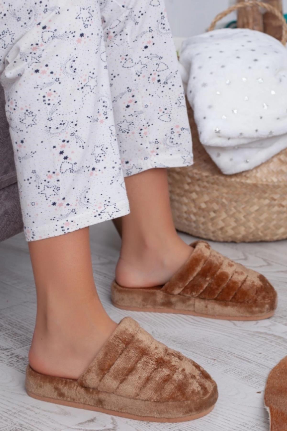 Unisex Önü Kapalı Peluş Bohça Damat Gelin Çeyiz Terlik Sessiz Eva Taban Misafir Ev Terliği