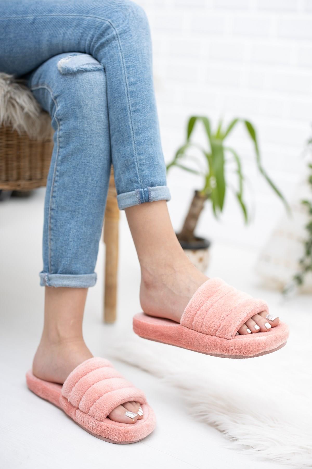 Neon Ayakkabı Unisex Peluş Terlik İthal Velsoft Kumaş Sessiz Eva Taban Misafir Ev Terliği