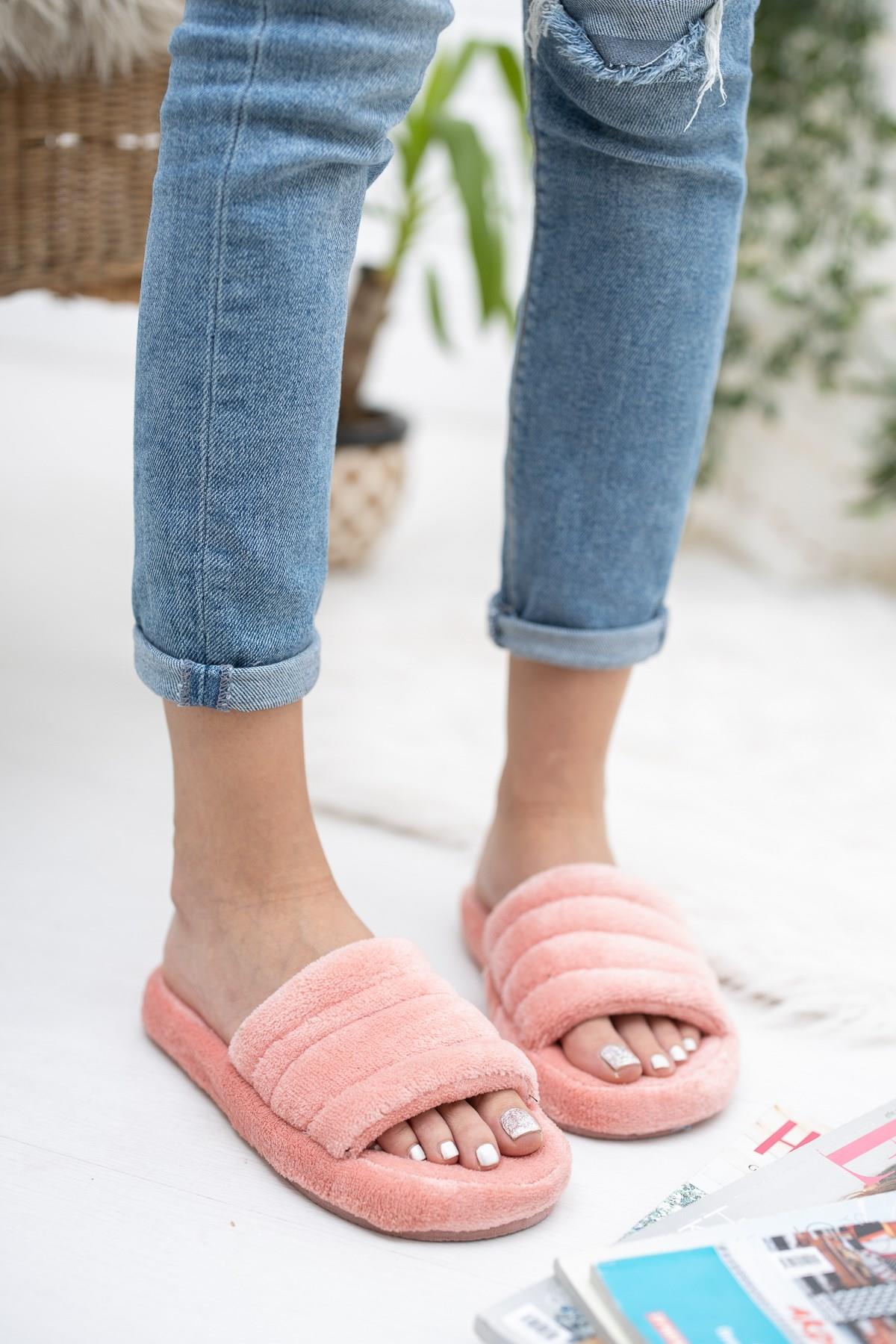 Neon Ayakkabı Unisex Peluş Terlik İthal Velsoft Kumaş Sessiz Eva Taban Misafir Ev Terliği