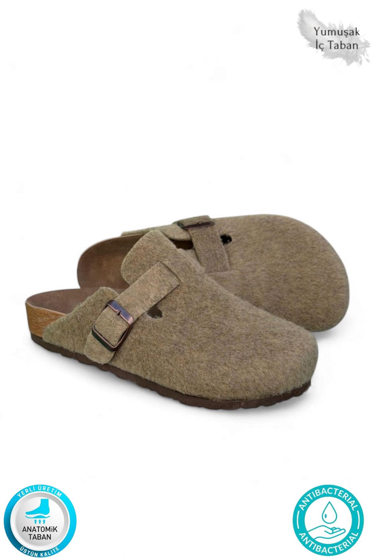 Neon Ayakkabı Unisex Kışlık Önü Kapalı Keçeli Günlük Sabo Ev Terliği