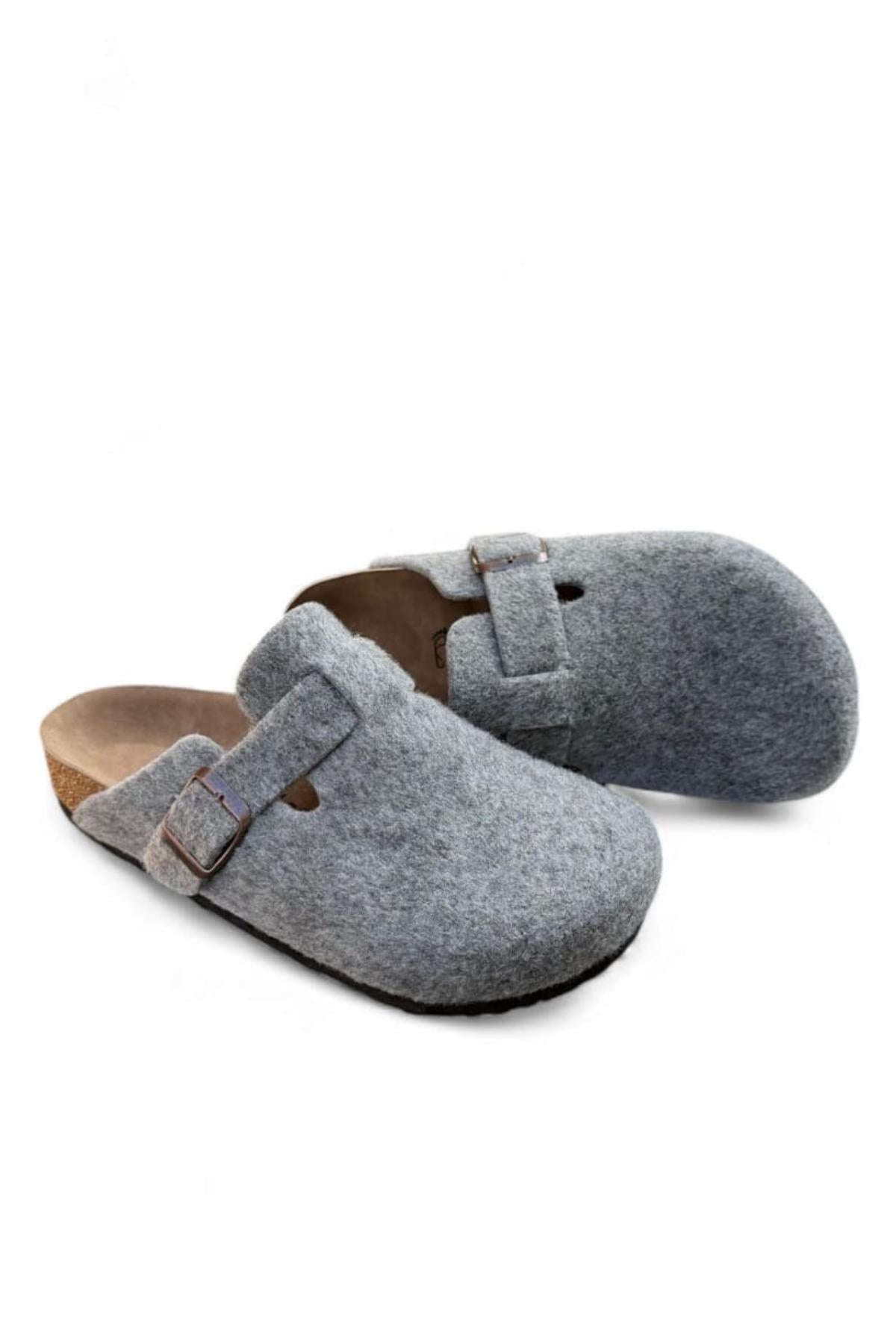 Neon Ayakkabı Unisex Kışlık Önü Kapalı Keçeli Günlük Sabo Ev Terliği