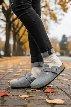 Neon Ayakkabı Unisex Kışlık Önü Kapalı Keçeli Günlük Sabo Ev Terliği