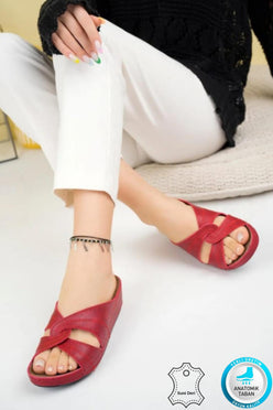 Putu Kadın Çapraz Konfor Modeli Günlük Ortopedik Terlik Anne Orta Yaş Genç Ev &amp; Dışarı Terliği