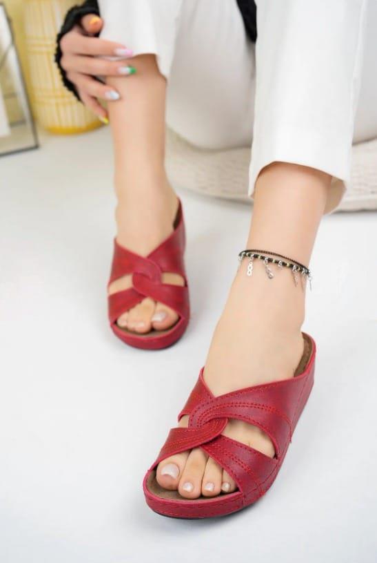 Putu Kadın Çapraz Konfor Modeli Günlük Ortopedik Terlik Anne Orta Yaş Genç Ev &amp; Dışarı Terliği