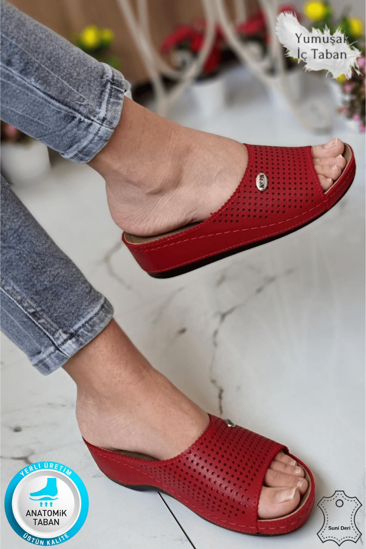 Suçi Kadın Şık Lazer Desenli Günlük Ortopedik Taban Terlik Misafir Genç Anne Dışarı Ev Terliği