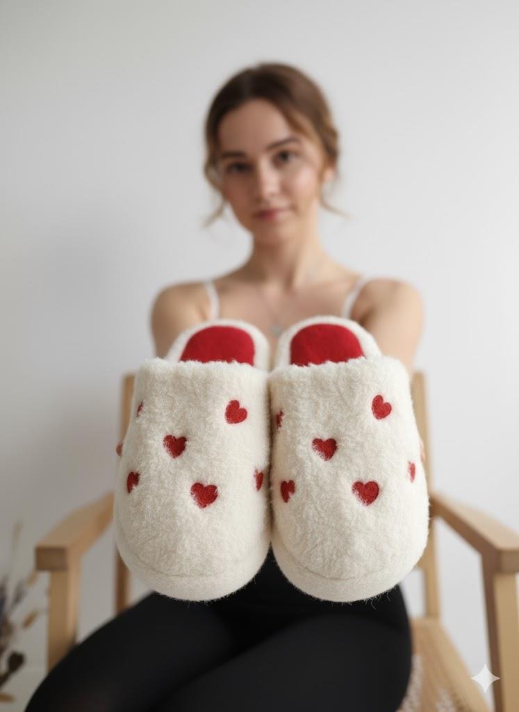 Unisex Önü Kapalı Peluş Bohça Damat Gelin Çeyiz Terlik Sessiz Eva Taban Misafir Ev Terliği