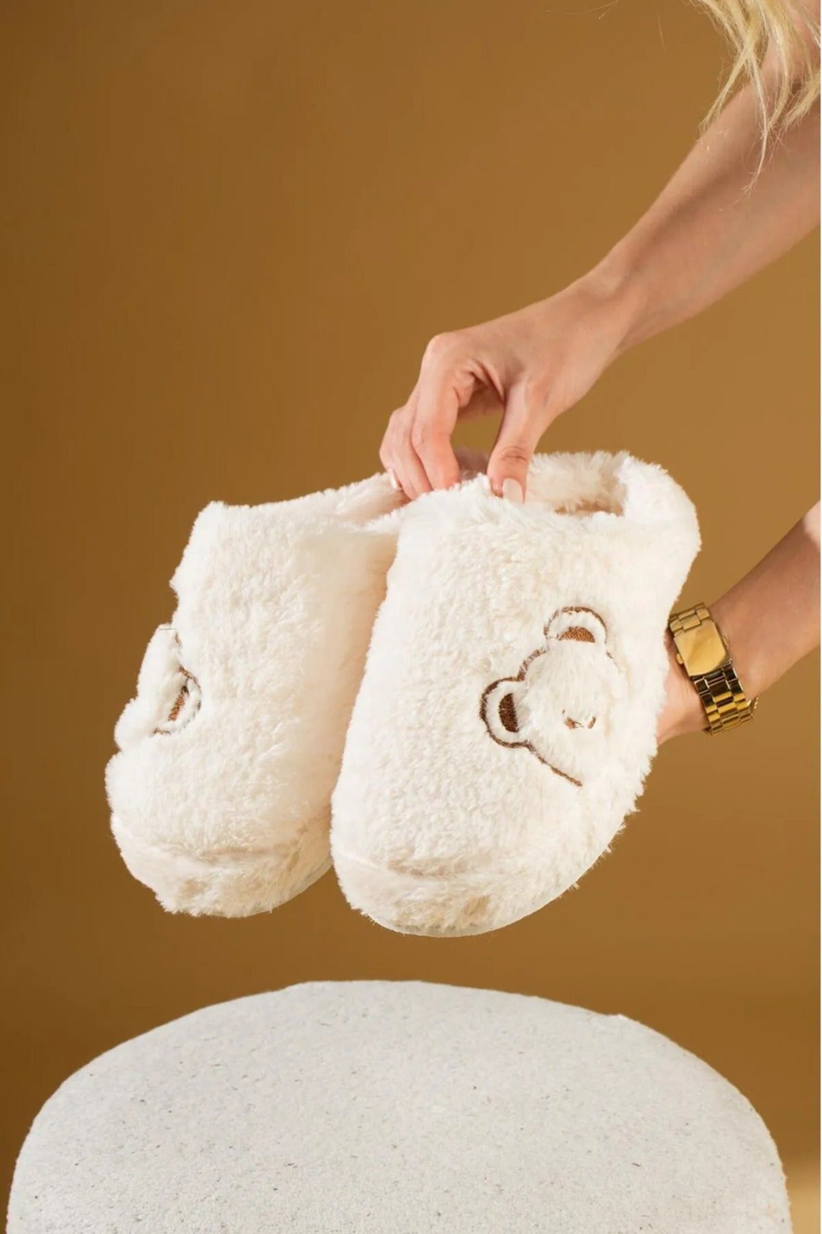 Yılbaşı Noel Ayıkcıklı Peluş Ev Terliği